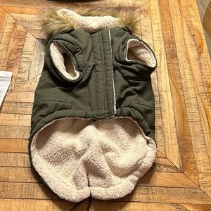 Canada Pooch Olive Green Dog Parka w/ Sherpa Lining